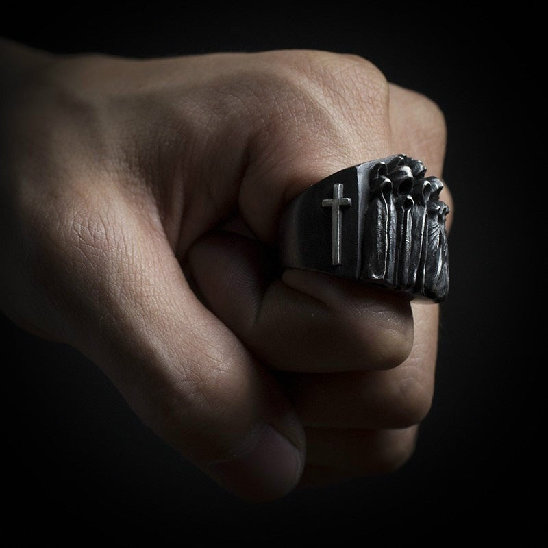 Vintage knuckle rings gods ring open adjustable black punk gothic ring role play accessories