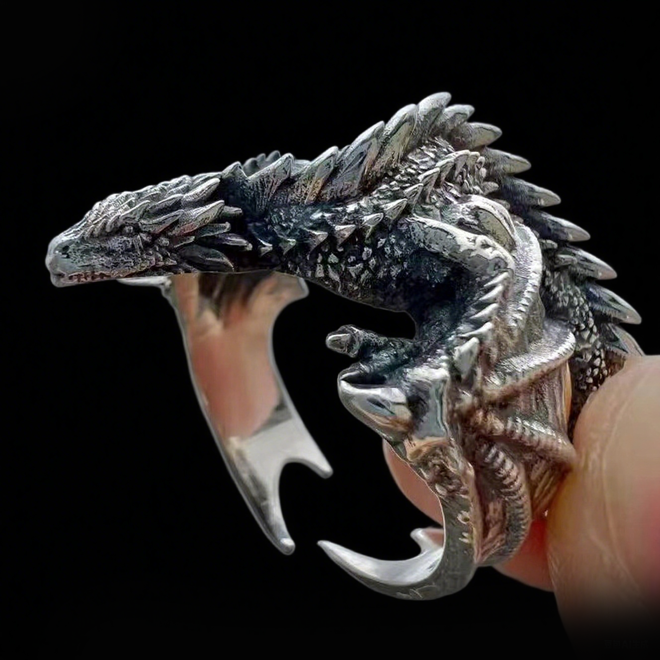Vintage Knuckle Ring Game of Thrones Dragon Ring Open Adjustable Black Punk Gothic Ring Role Play Accessories