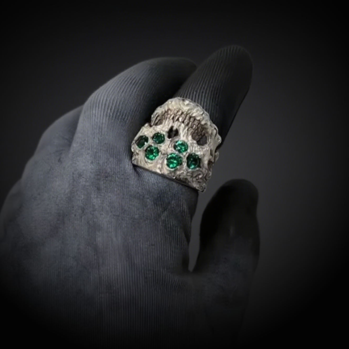 Vintage Knuckle Ring Skull Ring Open Adjustable Black Punk Gothic Ring Role Play Accessories