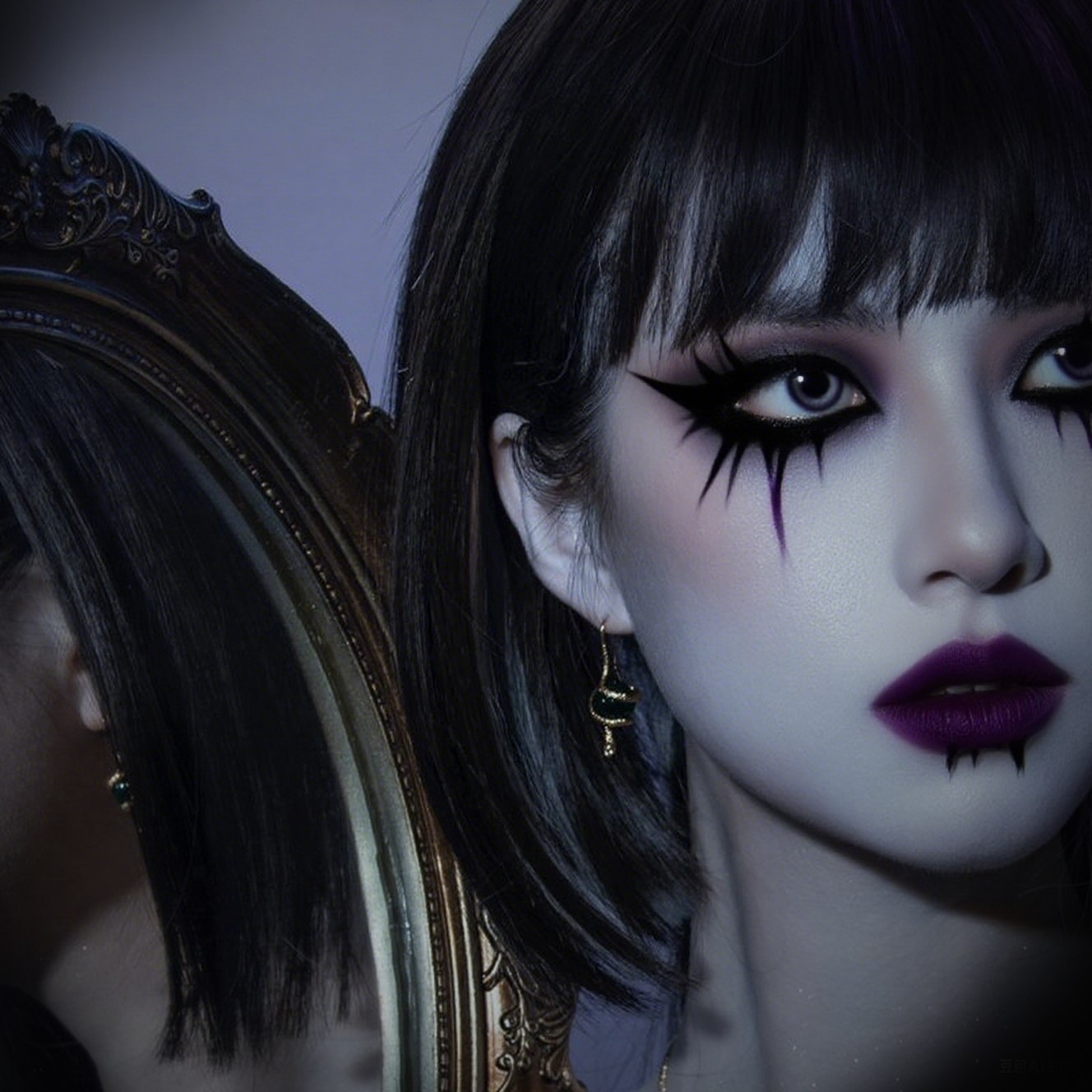 Vintage Shadow Stud Earrings, Hypoallergenic Stainless Steel Imitation Gold Snake Earrings