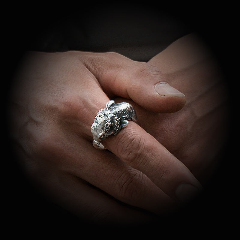 Vintage Knuckle Ring Lizard Ring Open Adjustable Black Punk Gothic Ring Role Play Accessories