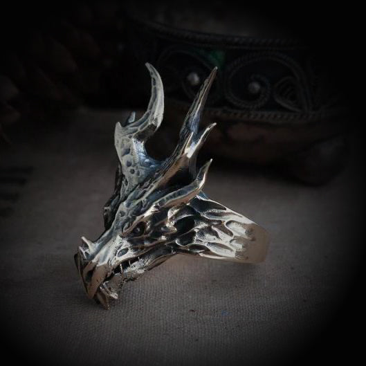 Vintage knuckle ring dragon ring open adjustable black punk gothic ring role play accessories