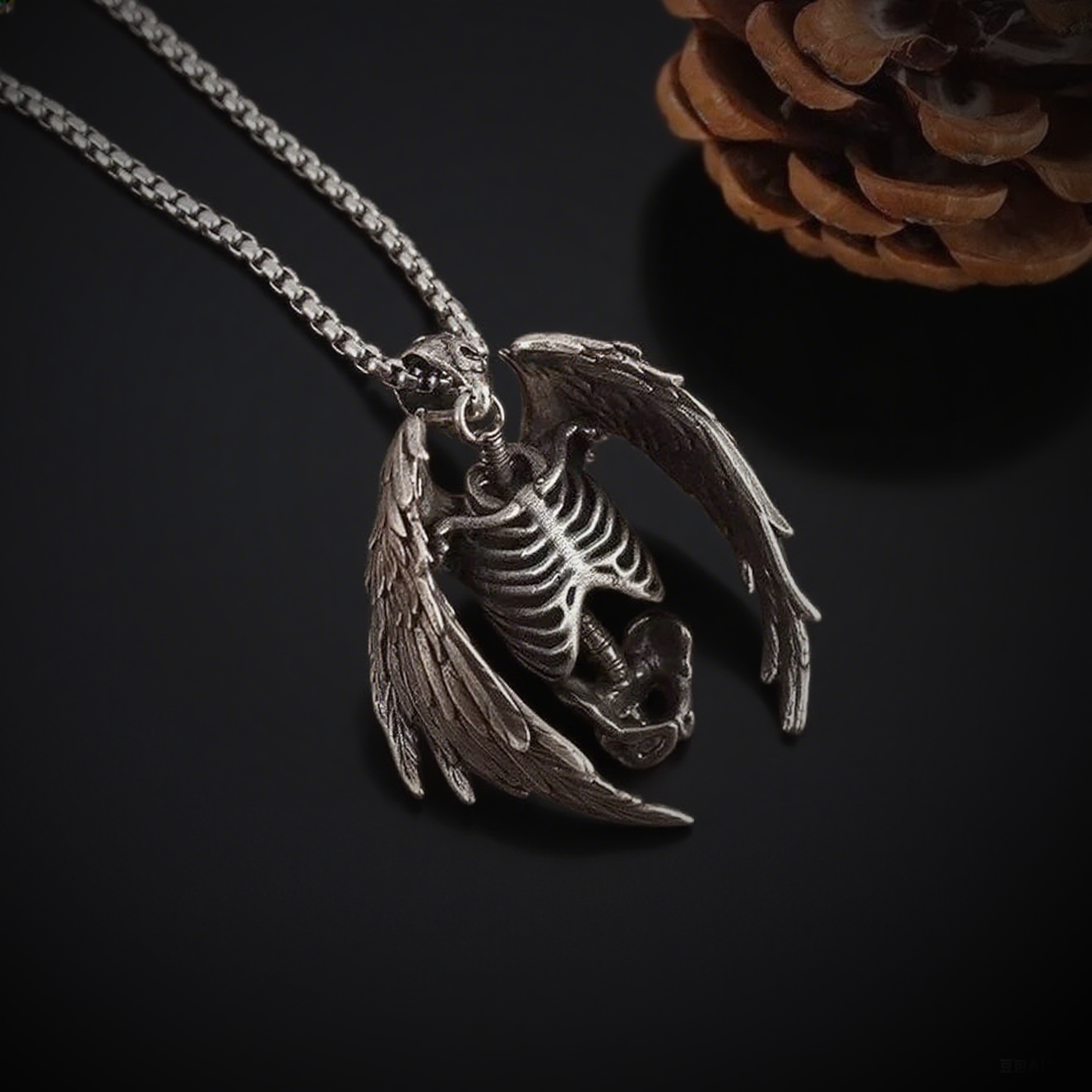 Gothic skull wings necklace, women's necklace, Gothic men's necklace, Gothic jewelry, women's Christmas jewelry gift