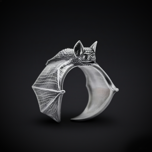 Vintage Knuckle Rings Set Stackable Finger Ring Halloween Bat Finger Ring Open Adjustable Black Punk Wing Ring Gothic Finger Band Cosplay Accessories