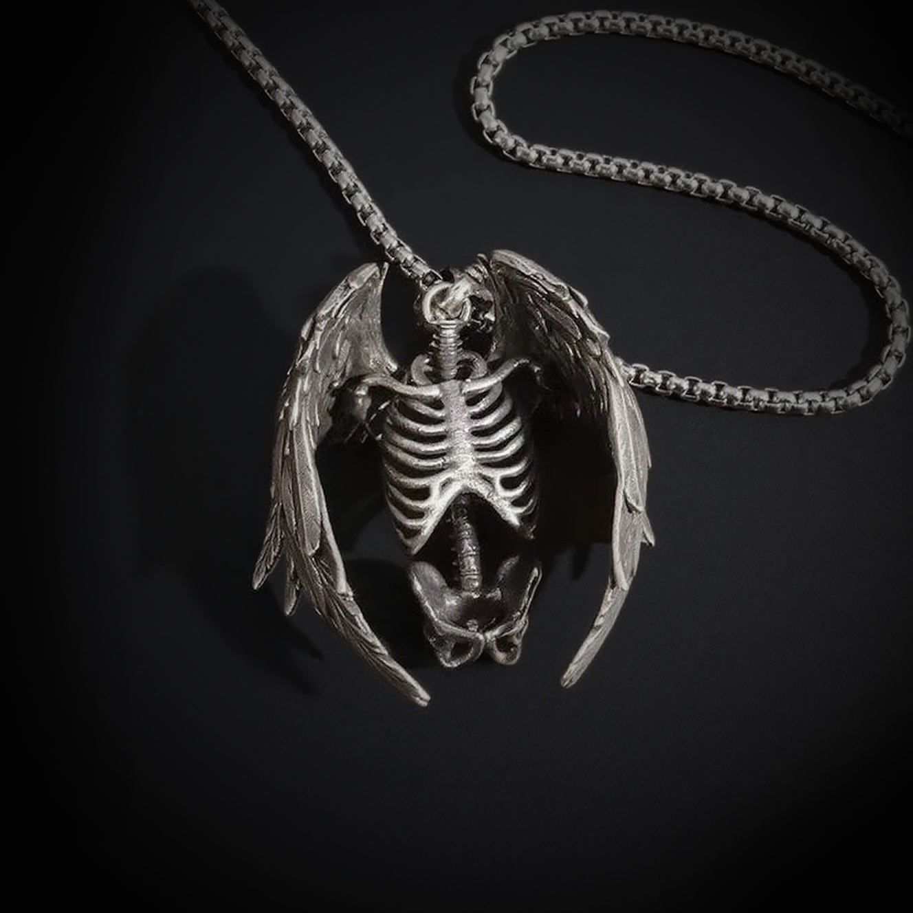 Gothic skull wings necklace, women's necklace, Gothic men's necklace, Gothic jewelry, women's Christmas jewelry gift