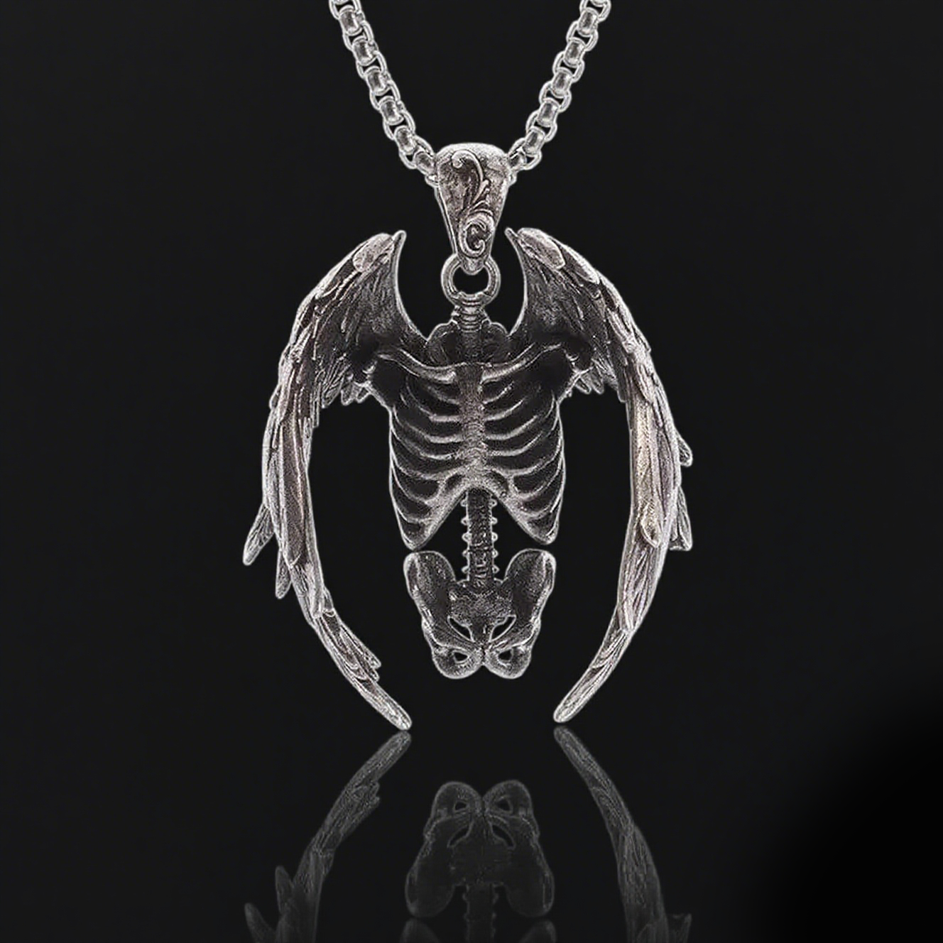 Gothic skull wings necklace, women's necklace, Gothic men's necklace, Gothic jewelry, women's Christmas jewelry gift