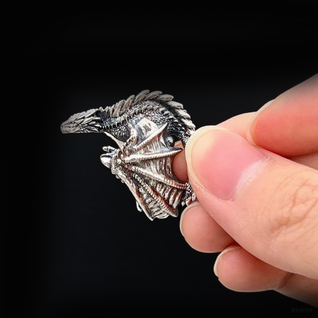 Vintage Knuckle Ring Game of Thrones Dragon Ring Open Adjustable Black Punk Gothic Ring Role Play Accessories