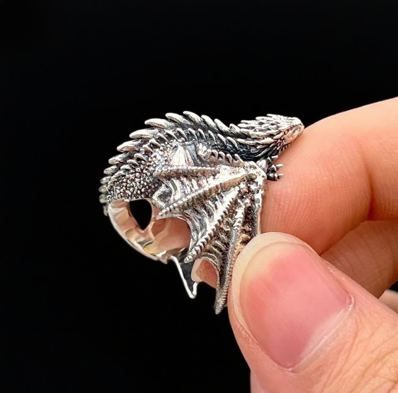 Vintage Knuckle Ring Game of Thrones Dragon Ring Open Adjustable Black Punk Gothic Ring Role Play Accessories