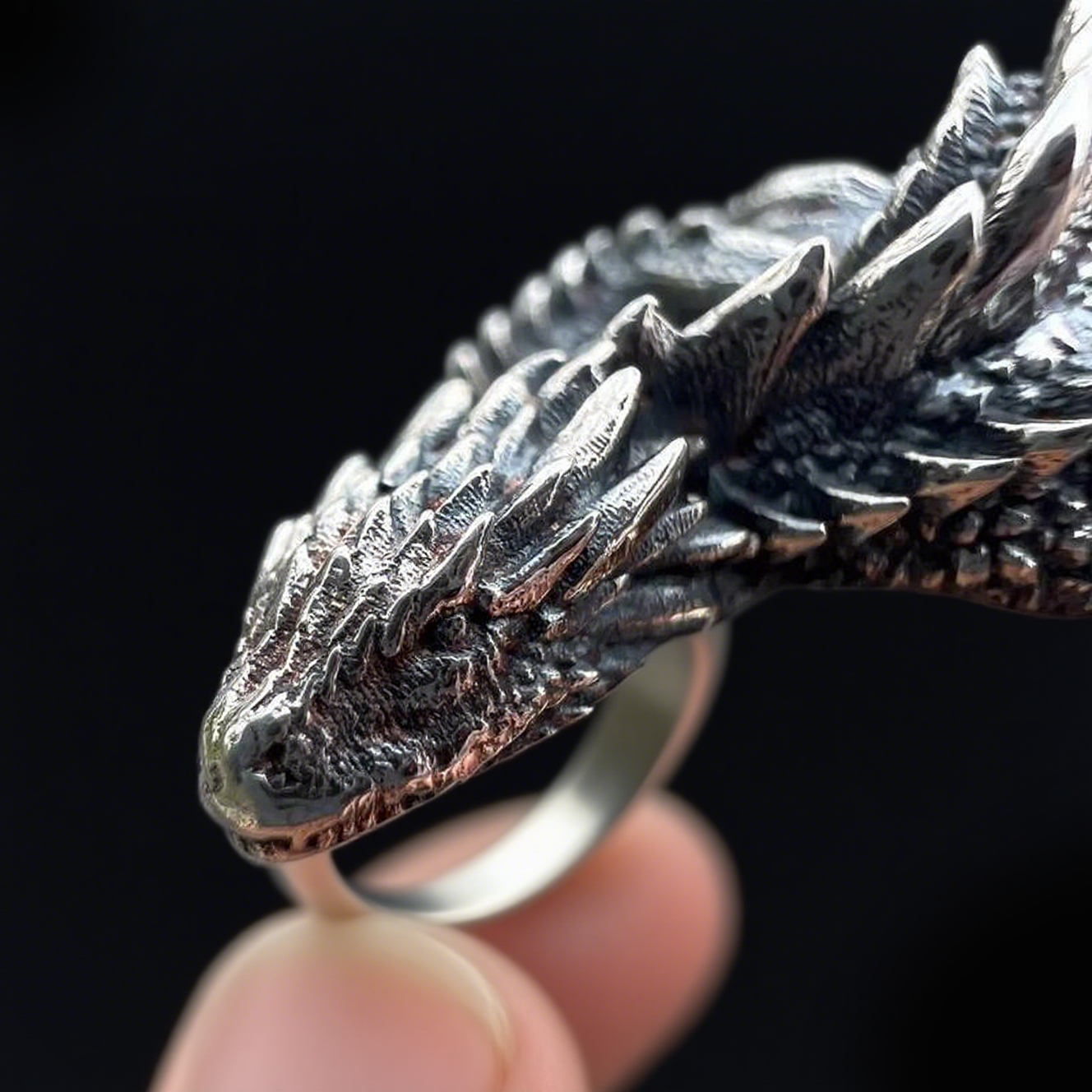 Vintage Knuckle Ring Game of Thrones Dragon Ring Open Adjustable Black Punk Gothic Ring Role Play Accessories