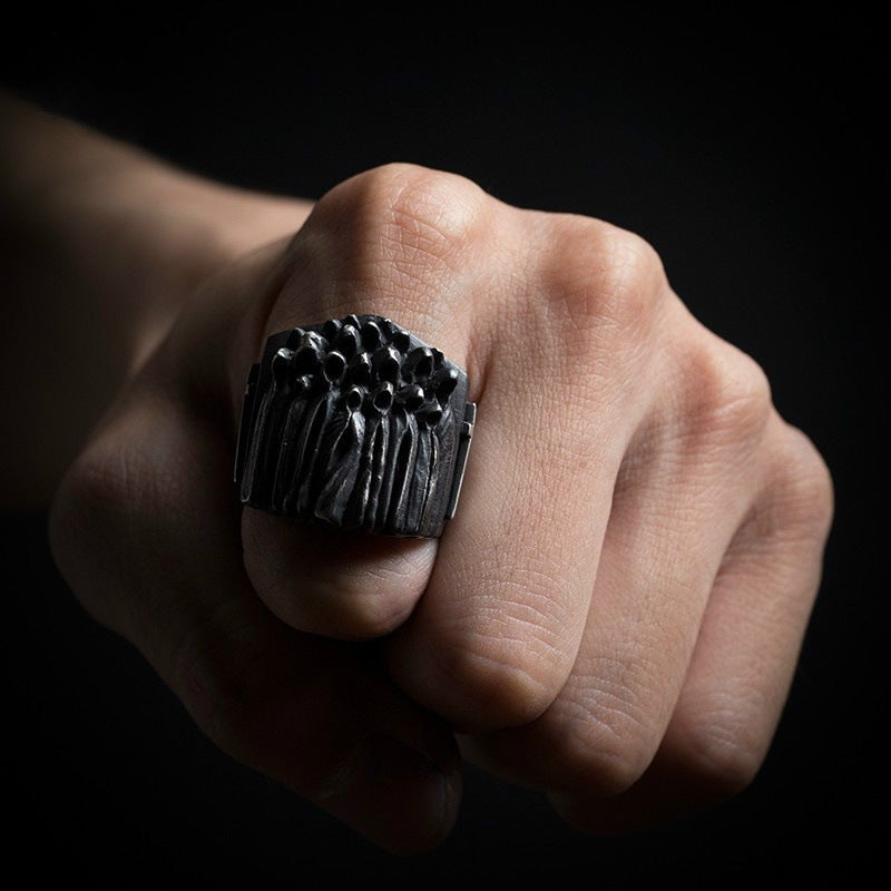 Vintage knuckle rings gods ring open adjustable black punk gothic ring role play accessories