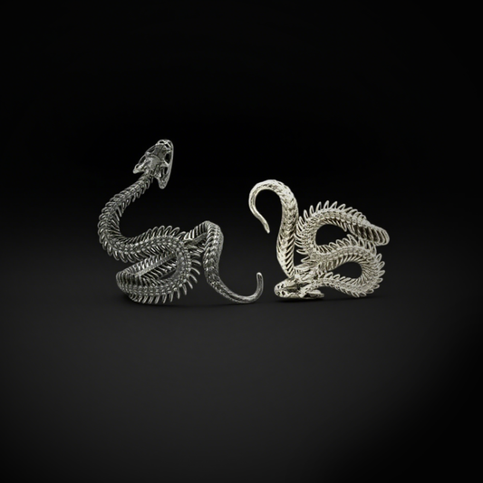 Vintage Knuckle Ring Double Snake Ring Open Adjustable Black Punk Gothic Ring Role Play Accessories