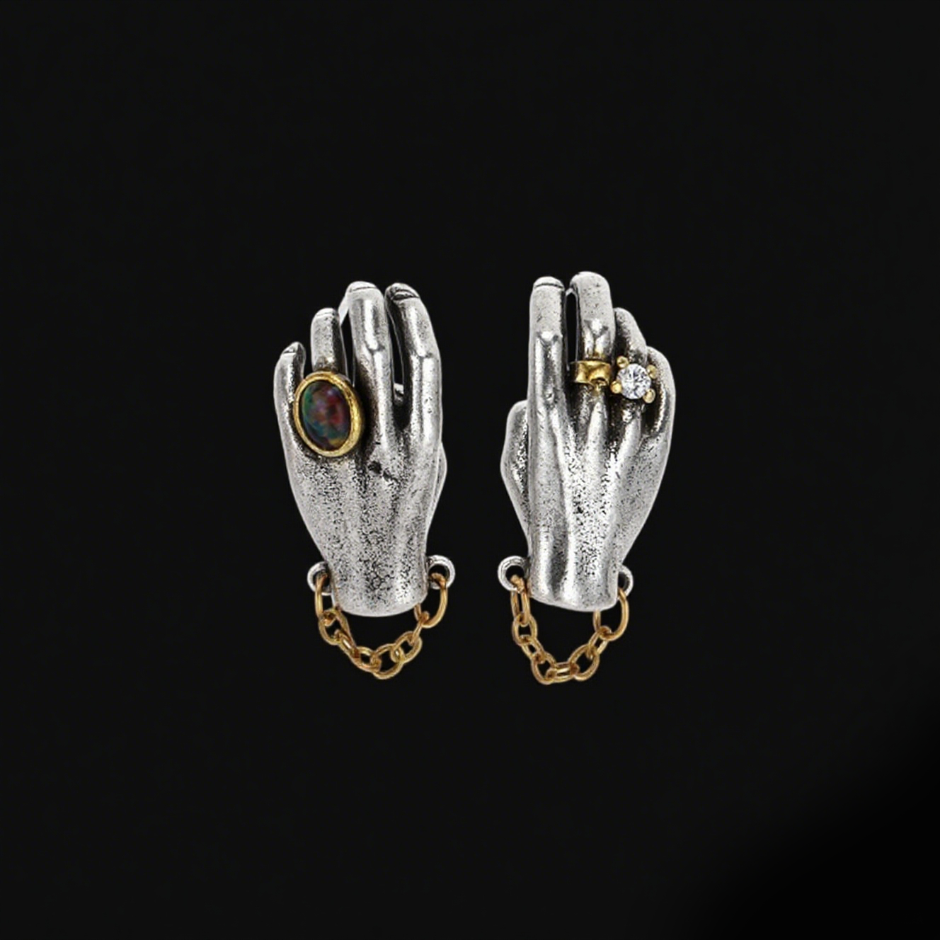 Vintage Shadow Stud Earrings, Hypoallergenic Stainless Steel Evil Hands Earrings