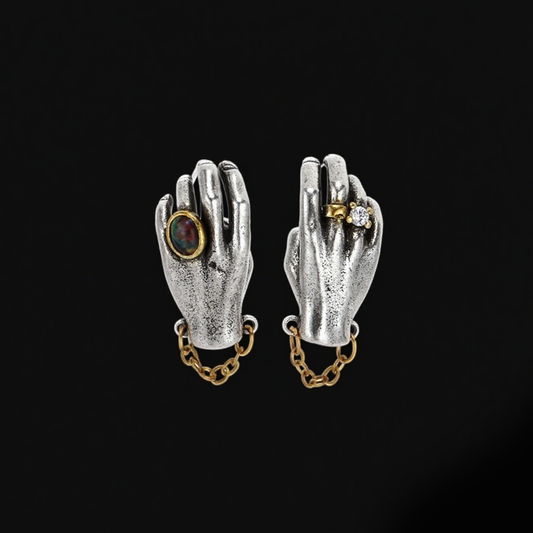 Vintage Shadow Stud Earrings, Hypoallergenic Stainless Steel Evil Hands Earrings