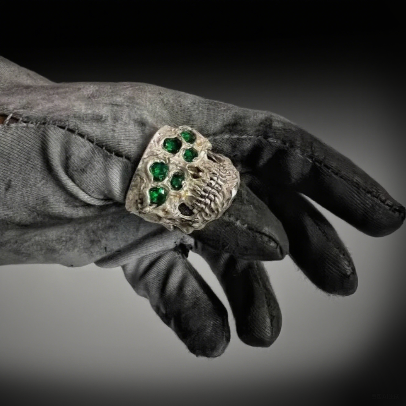 Vintage Knuckle Ring Skull Ring Open Adjustable Black Punk Gothic Ring Role Play Accessories