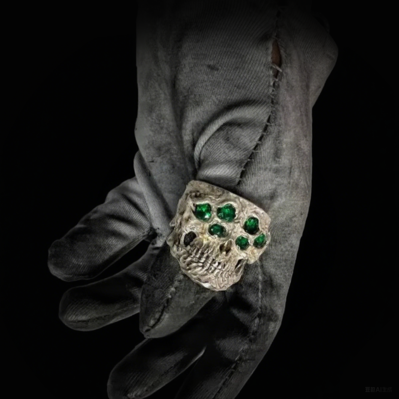 Vintage Knuckle Ring Skull Ring Open Adjustable Black Punk Gothic Ring Role Play Accessories