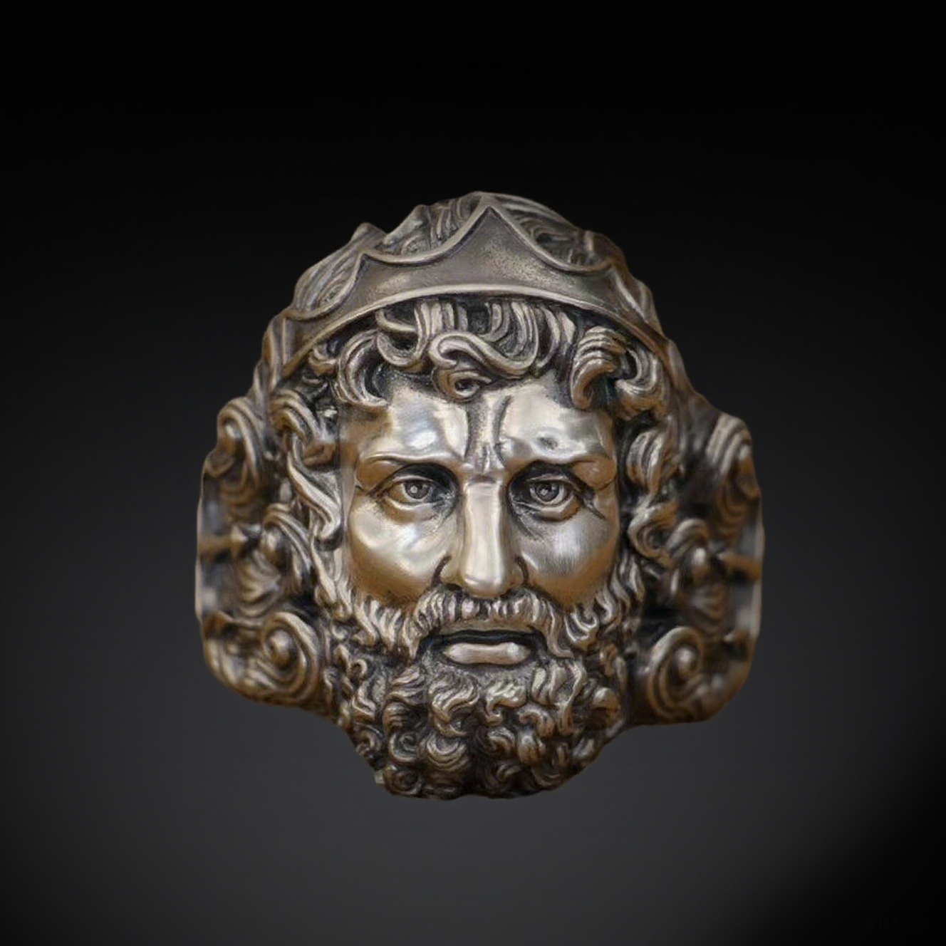 Vintage knuckle ring Aquaman Poseidon ring open adjustable black punk Gothic ring role play accessories