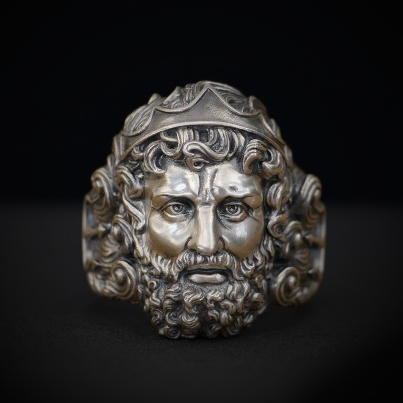 Vintage knuckle ring Aquaman Poseidon ring open adjustable black punk Gothic ring role play accessories