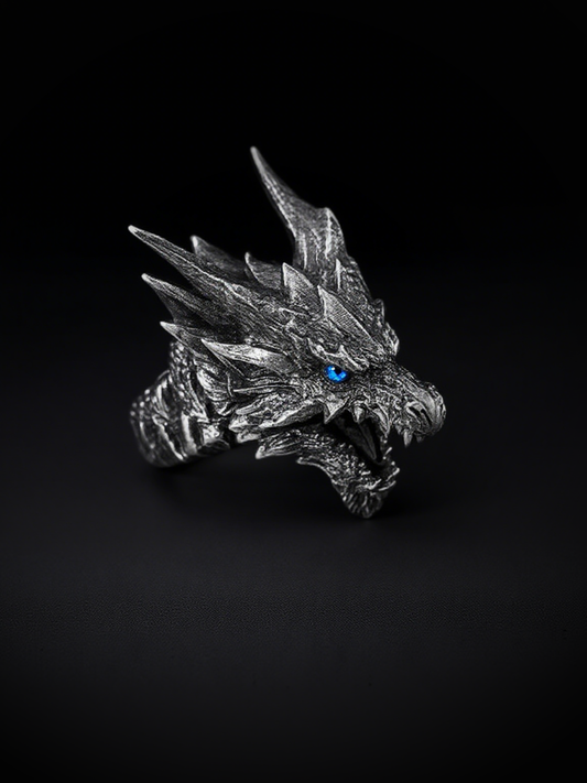 Vintage knuckle ring dragon ring open adjustable black punk gothic ring role play accessories