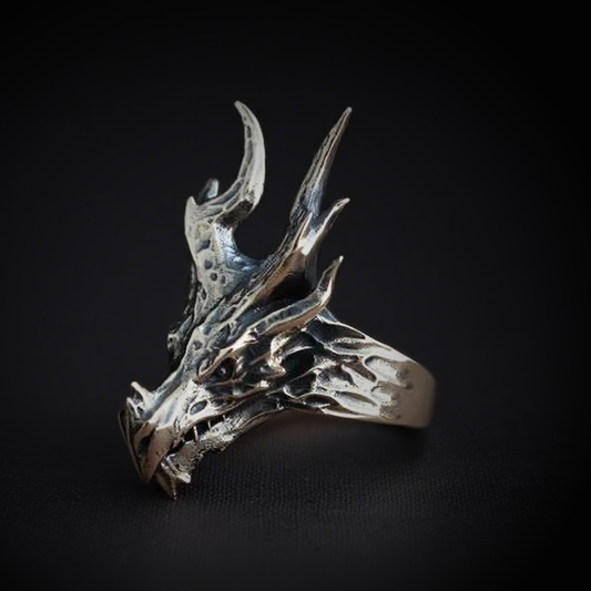 Vintage knuckle ring dragon ring open adjustable black punk gothic ring role play accessories