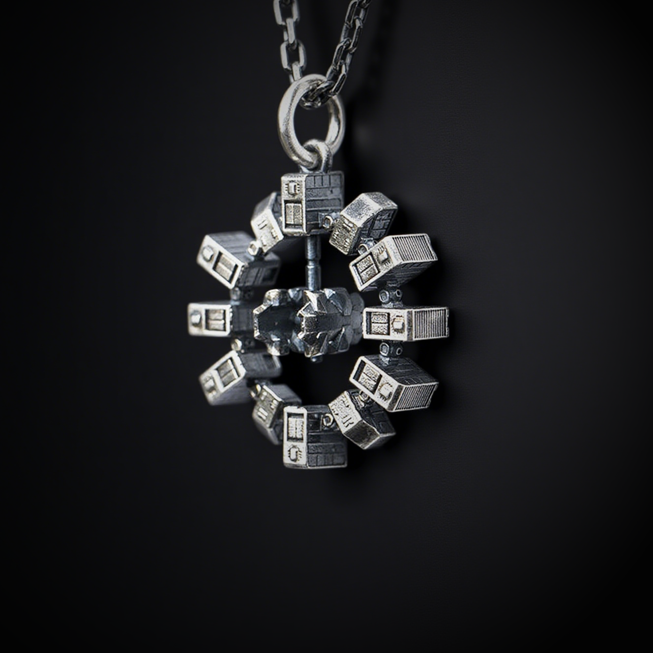 Gothic Interstellar Eternity Spaceship Necklace, Women's Necklace, Gothic Men's Necklace, Gothic Jewelry, Women's Christmas Jewelry Gift