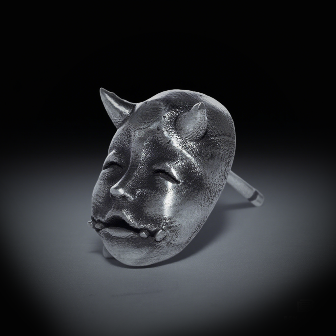 Vintage Shadow Stud Earrings, Hypoallergenic Stainless Steel Devil Mask Earrings