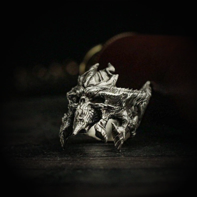 Vintage Knuckle Ring Demon Diablo Ring Open Adjustable Black Punk Gothic Ring Role Play Accessories