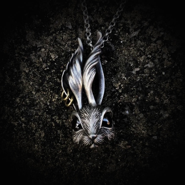 Stainless Steel Gothic Rabbit Pendant Necklace for Men and Women