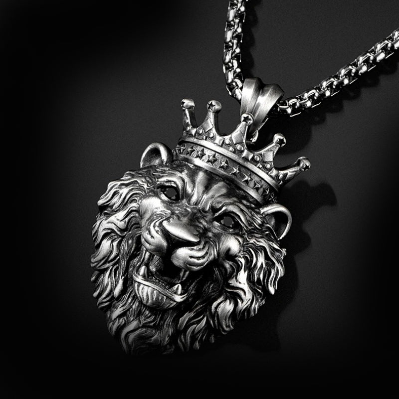 Gothic lion crown necklace, women's necklace, Gothic men's necklace, Gothic jewelry, women's Christmas jewelry gift