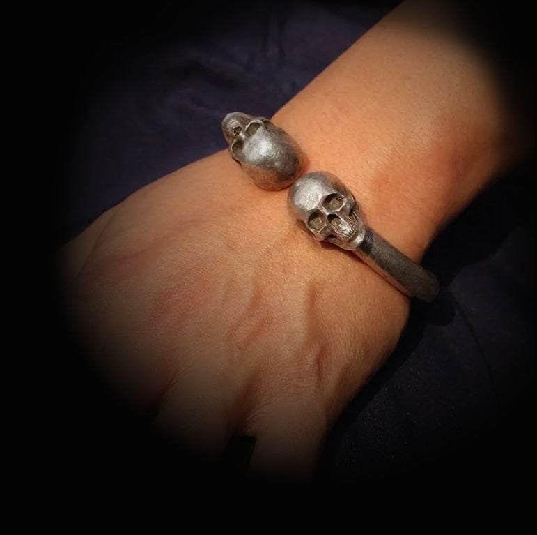 Men's and Women's Skull Cable Cuff Bracelet, Stainless Steel, Polished, Adjustable