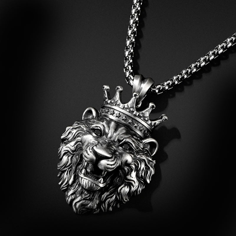 Gothic lion crown necklace, women's necklace, Gothic men's necklace, Gothic jewelry, women's Christmas jewelry gift