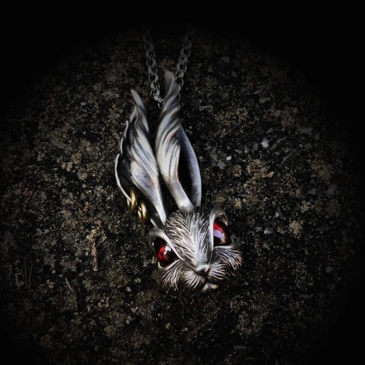 Stainless Steel Gothic Rabbit Pendant Necklace for Men and Women