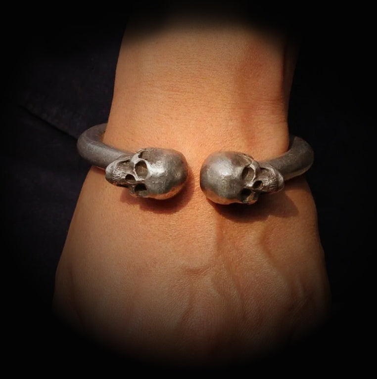 Men's and Women's Skull Cable Cuff Bracelet, Stainless Steel, Polished, Adjustable