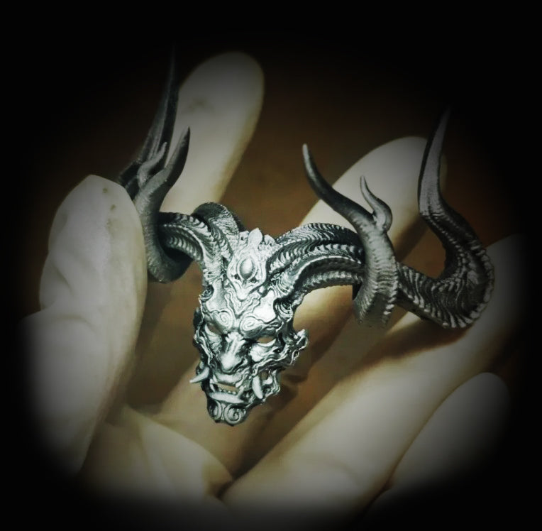 Vintage Knuckle Ring Satan Demon Ring Open Adjustable Black Punk Gothic Ring Role Play Accessories