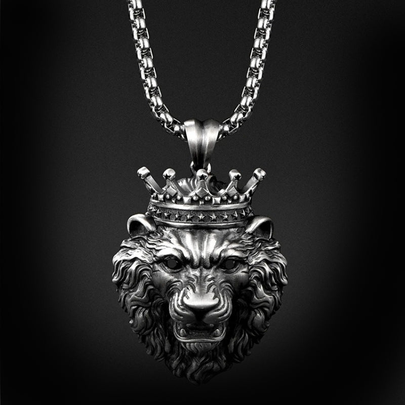Gothic lion crown necklace, women's necklace, Gothic men's necklace, Gothic jewelry, women's Christmas jewelry gift