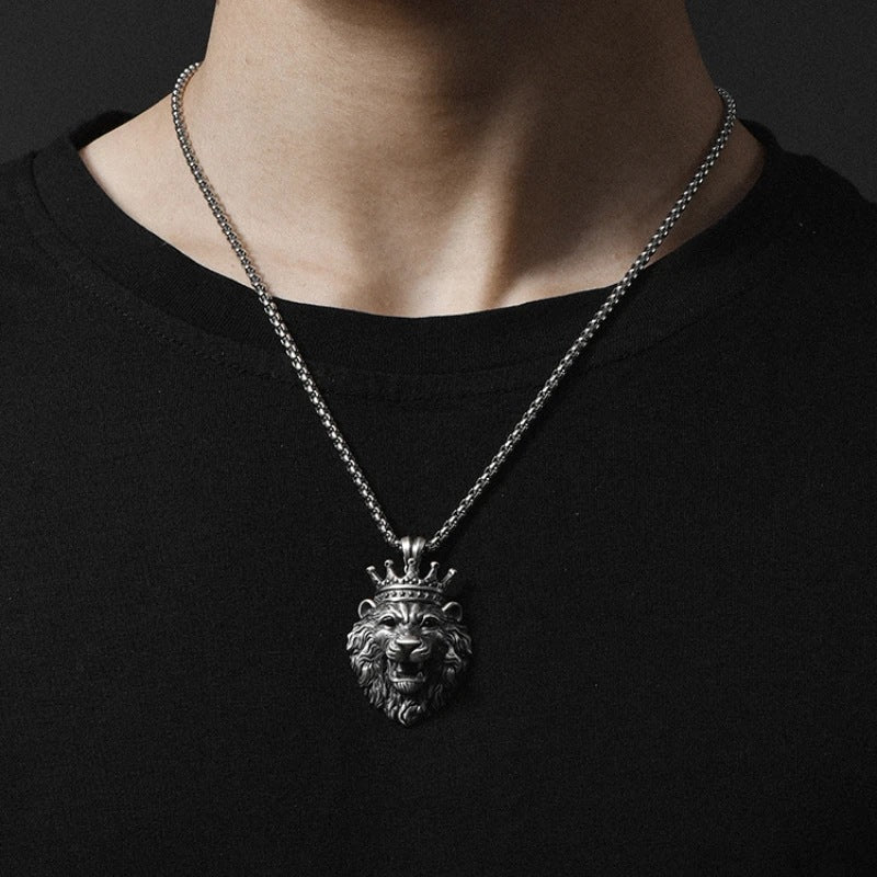 Gothic lion crown necklace, women's necklace, Gothic men's necklace, Gothic jewelry, women's Christmas jewelry gift