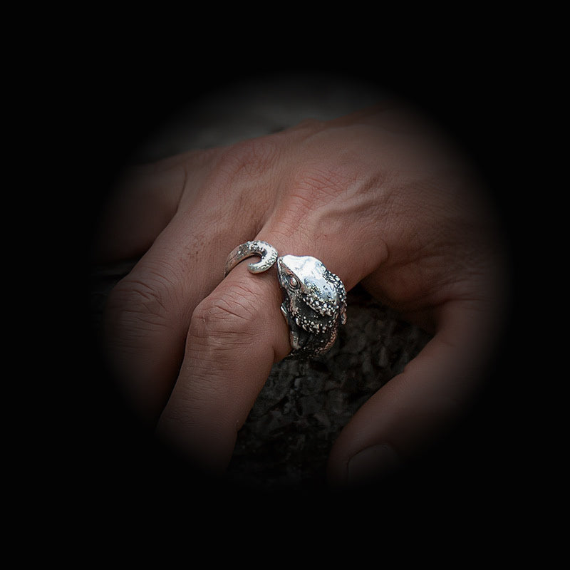 Vintage Knuckle Ring Lizard Ring Open Adjustable Black Punk Gothic Ring Role Play Accessories