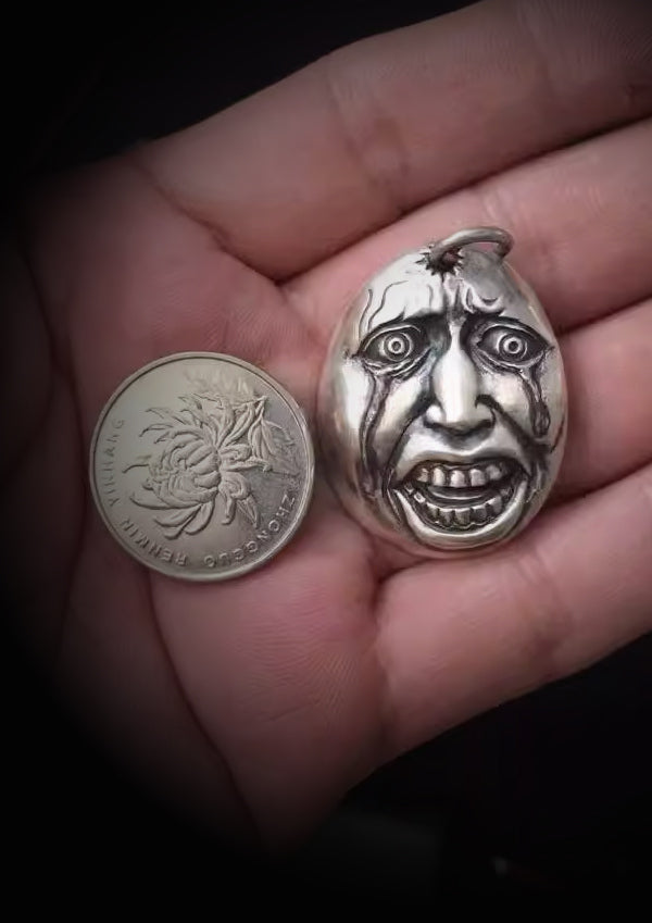 Gothic ugly face necklace, women's necklace, Gothic men's necklace, Gothic jewelry, women's Christmas jewelry gift