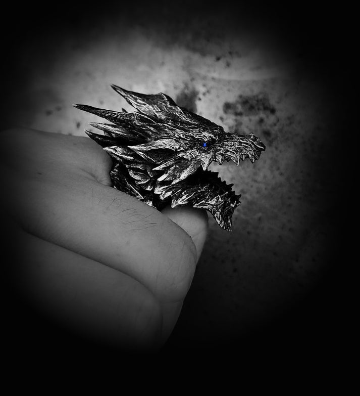 Vintage knuckle ring dragon ring open adjustable black punk gothic ring role play accessories