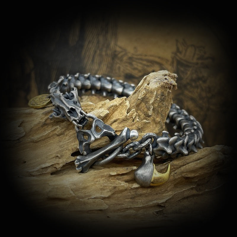 HAQUIL Viking Dragon Bracelet, Stainless Steel Ouroboros Jormungandr Chain Bracelet, Viking Men's Jewelry Gift