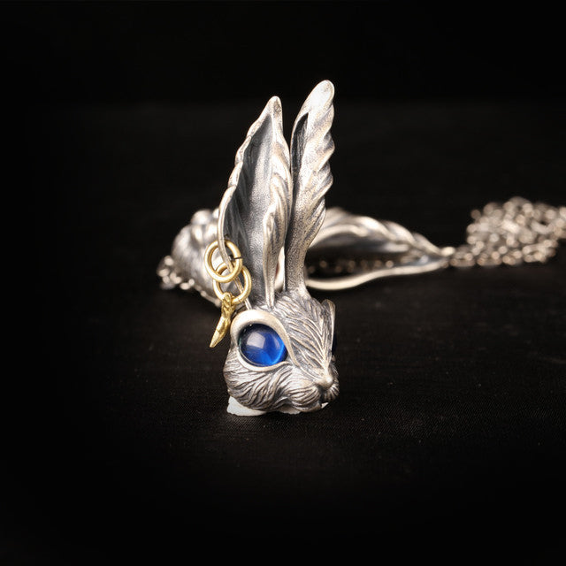 Stainless Steel Gothic Rabbit Pendant Necklace for Men and Women
