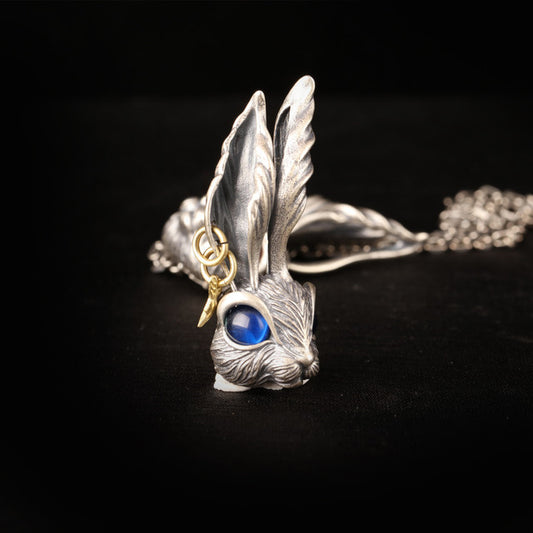 Stainless Steel Gothic Rabbit Pendant Necklace for Men and Women
