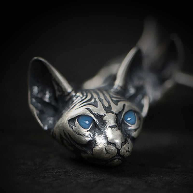 Vintage Shadow Earrings, Hypoallergenic Stainless Steel Egyptian Pharaoh Cat Head Earrings