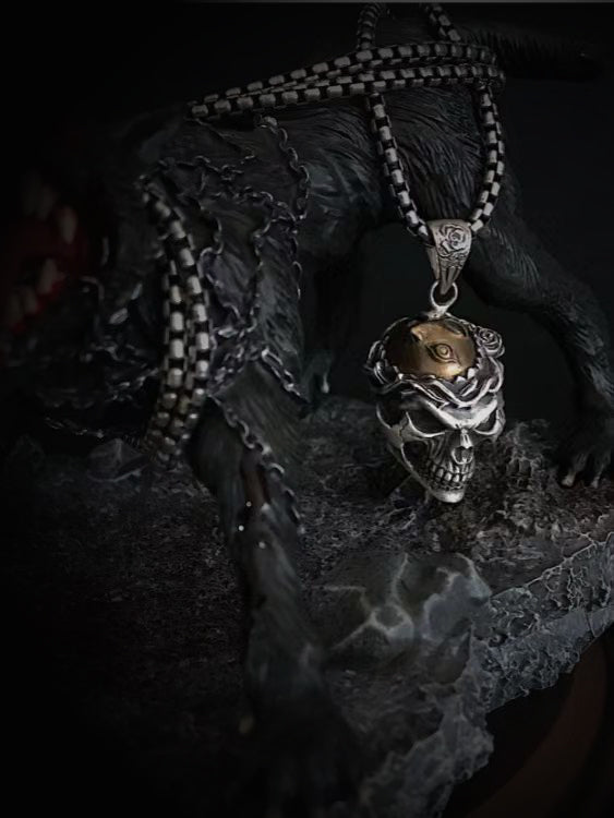 Gothic skull brain necklace, women's necklace, Gothic men's necklace, Gothic jewelry, women's Christmas jewelry gift