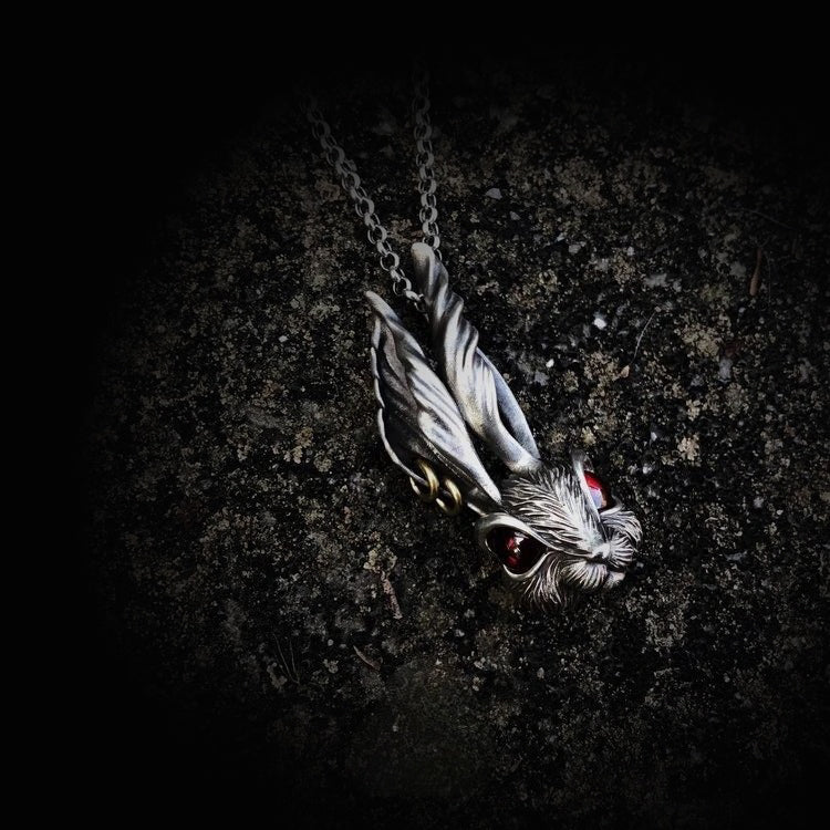 Stainless Steel Gothic Rabbit Pendant Necklace for Men and Women