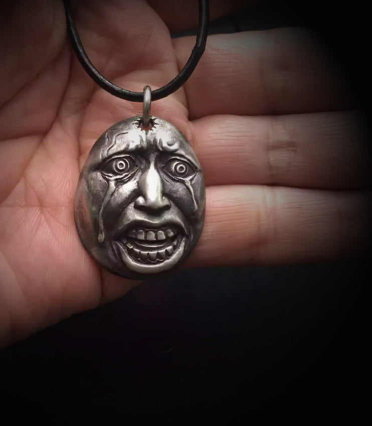 Gothic ugly face necklace, women's necklace, Gothic men's necklace, Gothic jewelry, women's Christmas jewelry gift