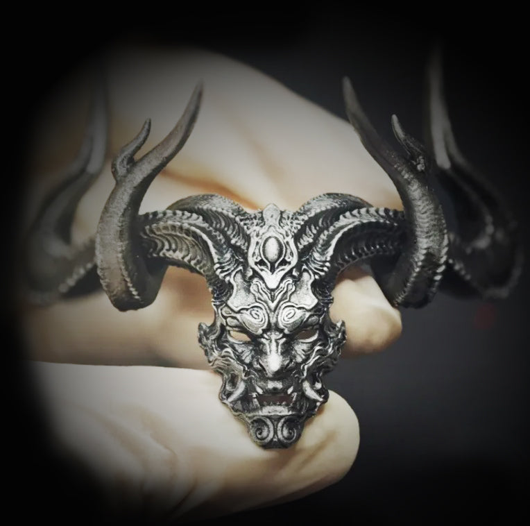 Vintage Knuckle Ring Satan Demon Ring Open Adjustable Black Punk Gothic Ring Role Play Accessories