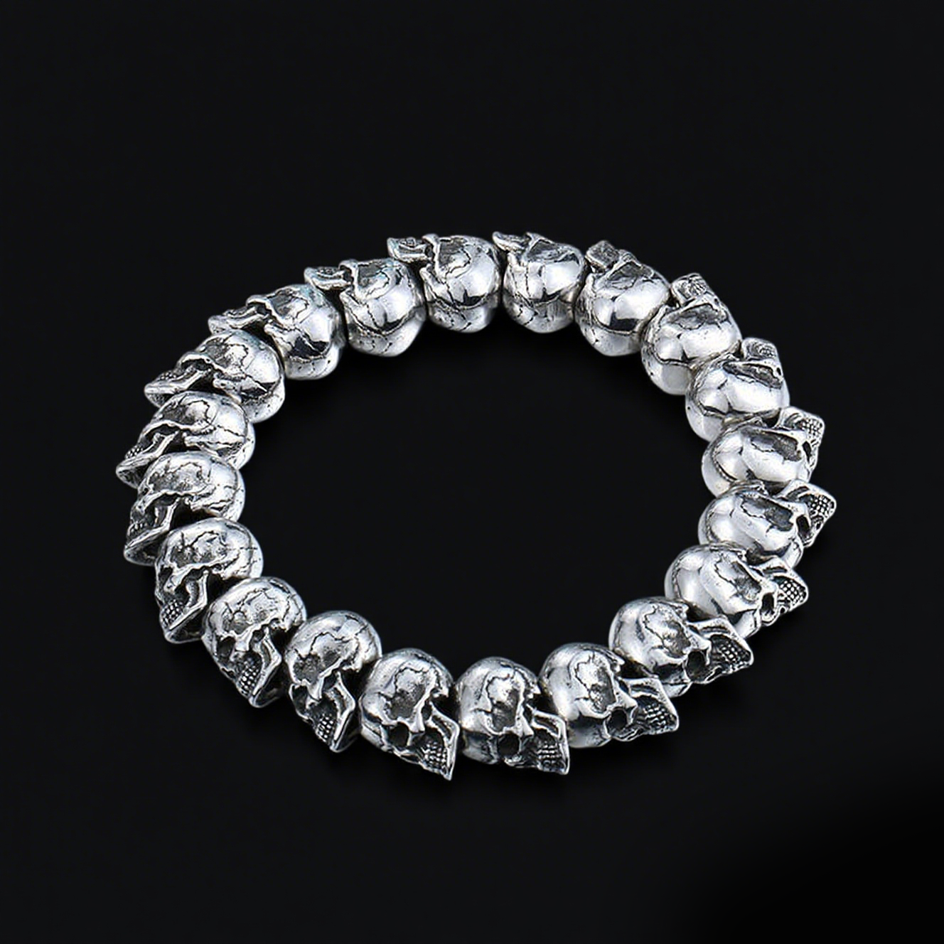 Stainless Steel Skull Beaded Chain Bracelet for Men and Women, Gothic Punk Rock Knight Skull Jewelry Gift